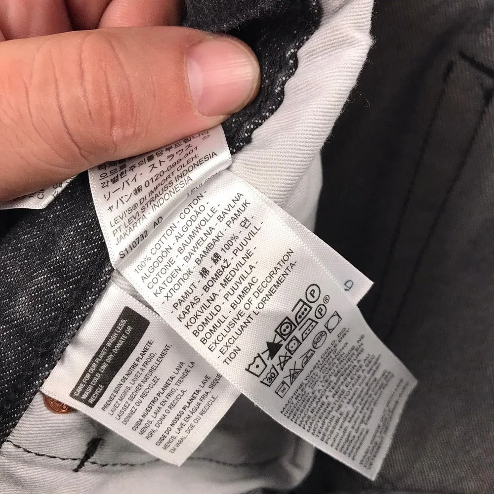 Levis 501 Original Selvedge Jeans Mens 36 (38x30) Black Premium Big E Denim